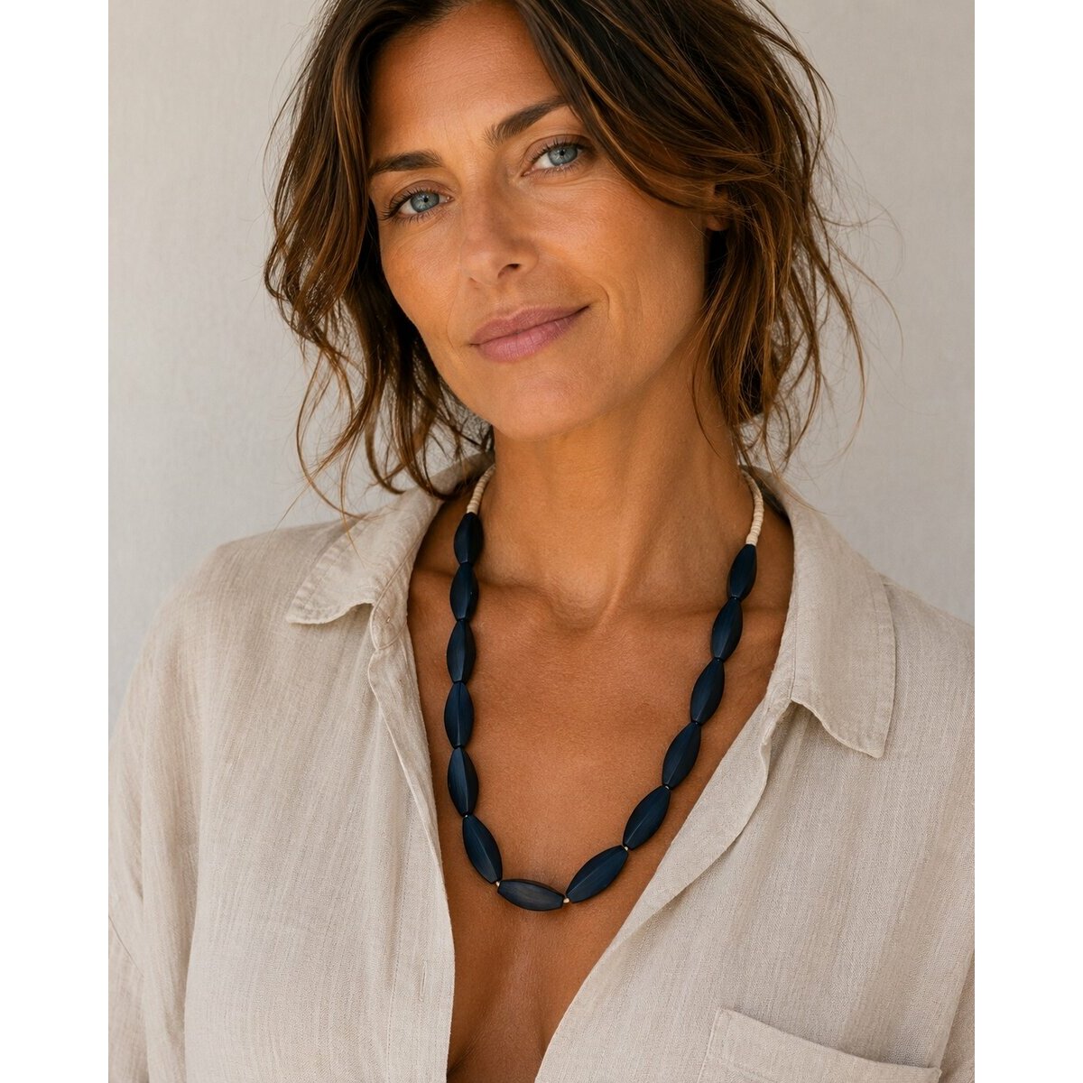 Genuine Ebony Necklace 19 Hand Carved Beads � Artisan Wood Statement Necklace