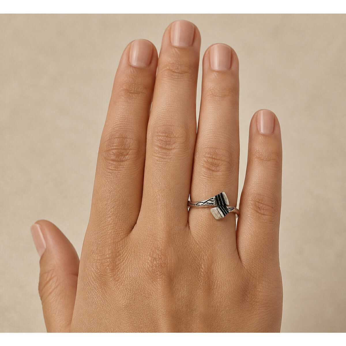 Tuareg Crossed Silver Ring � Adjustable Hand Engraved Band