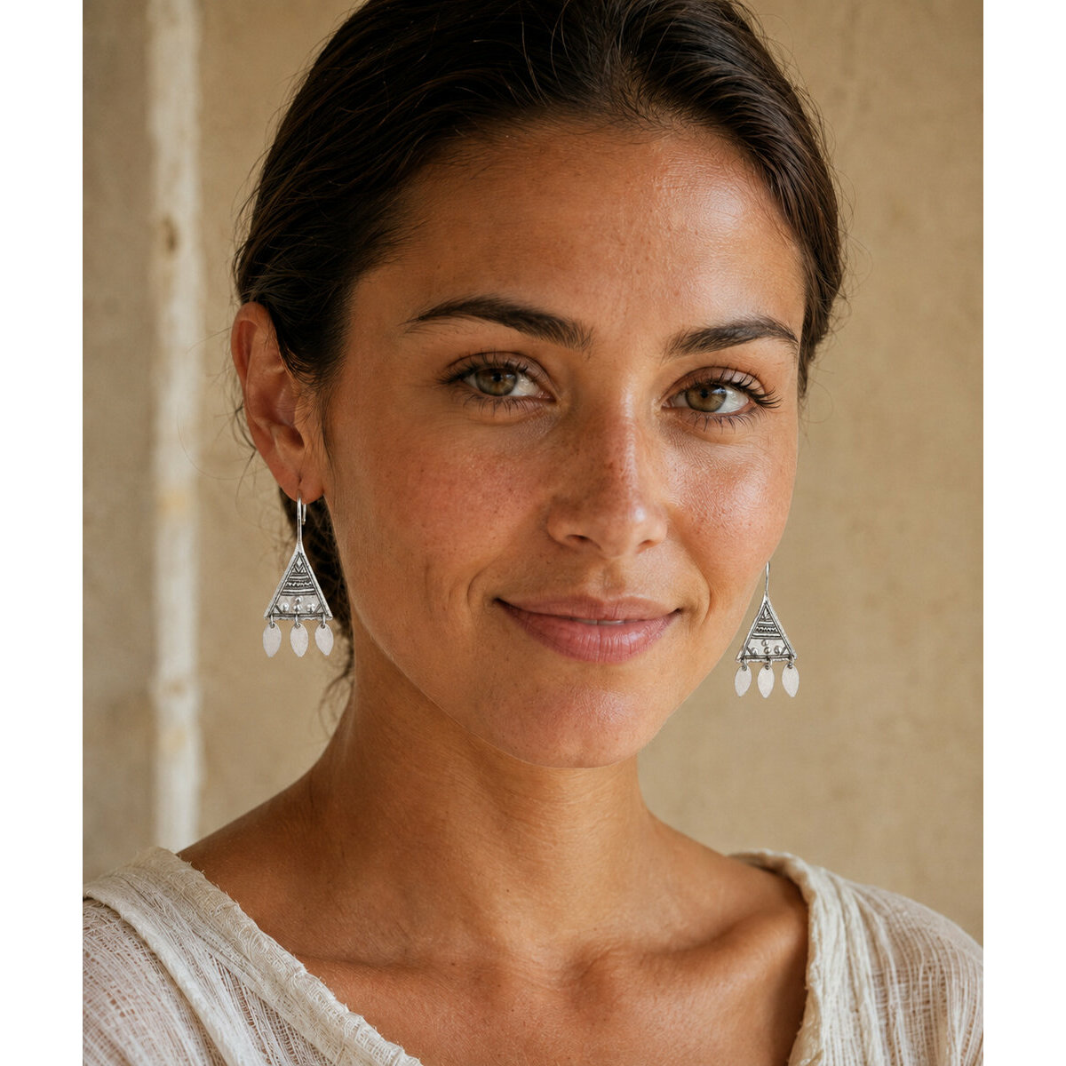 Sterling Silver Drop Earrings � Engraved Boho Chic Jewelry