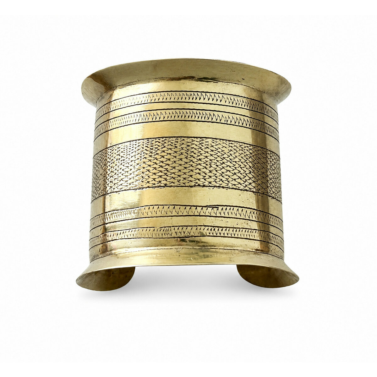 Wide Tuareg Brass Cuff � Signed Hand Engraved Bracelet