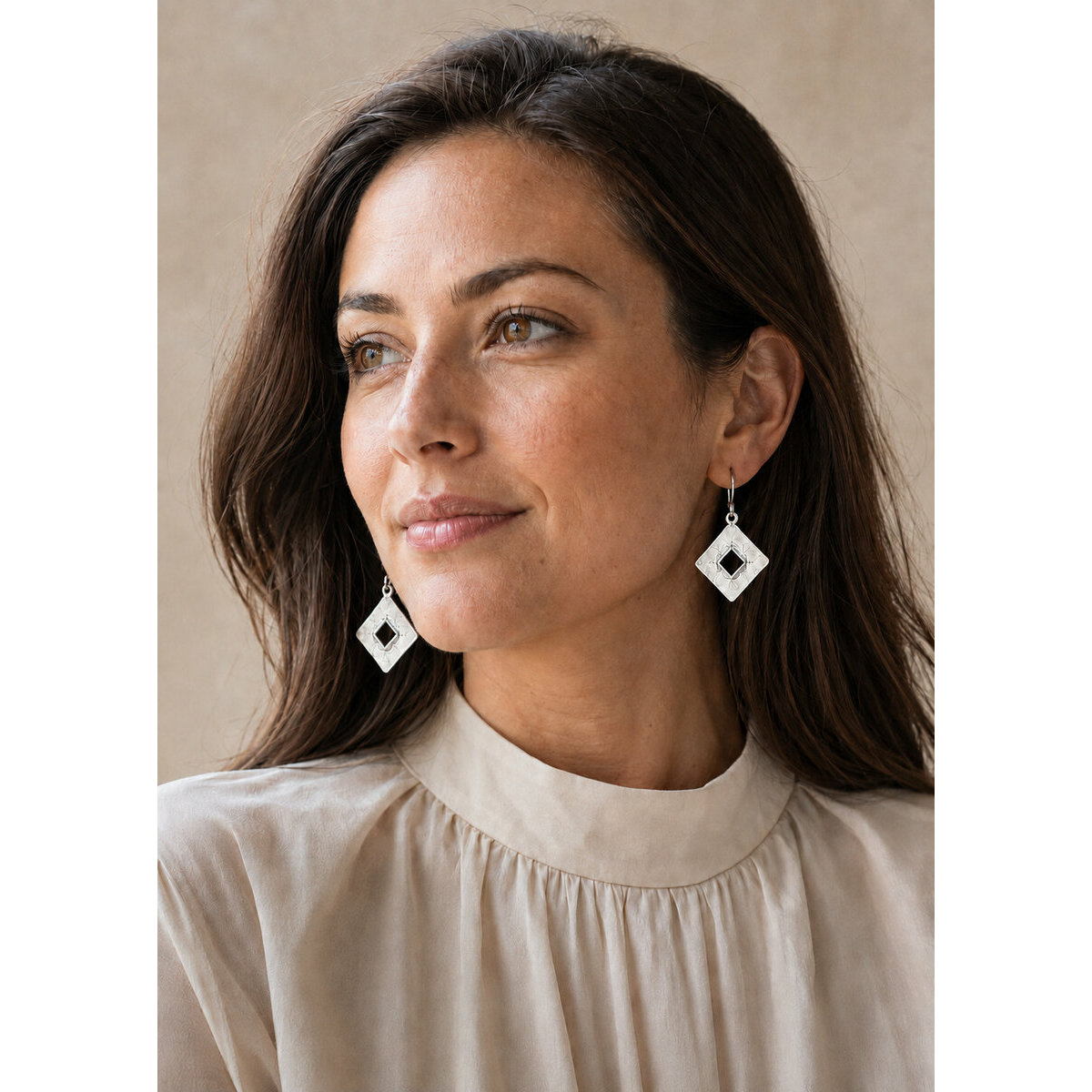 Sterling Silver Square Drop Earrings � Handmade Geometric Jewelry