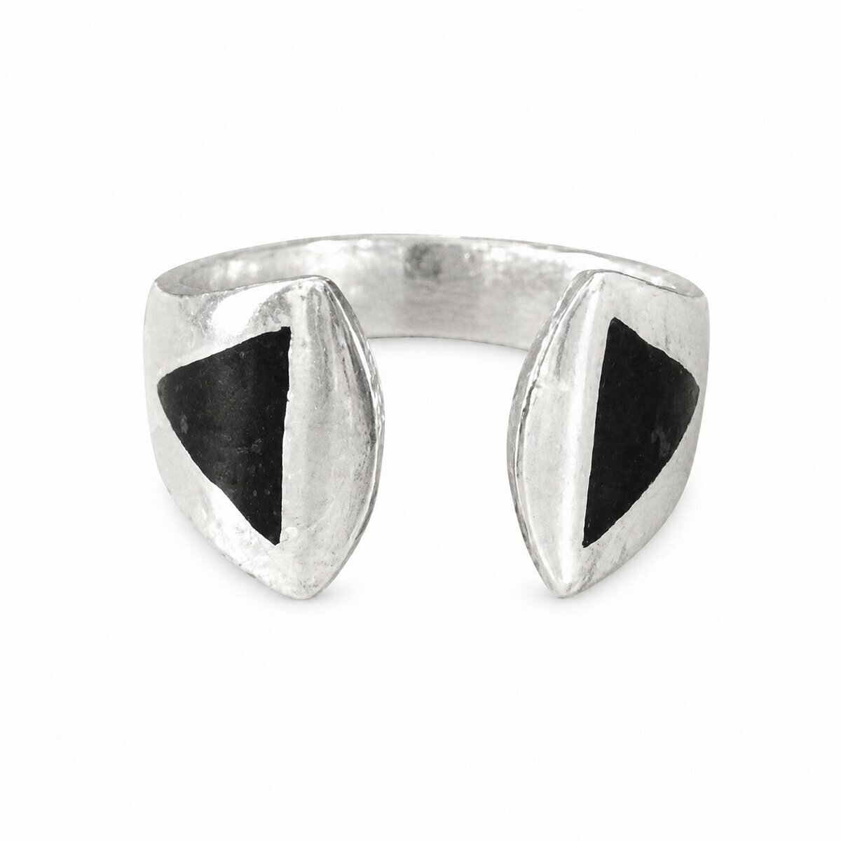 Sterling Silver & Ebony Ring � Handmade Adjustable Geometric Ring