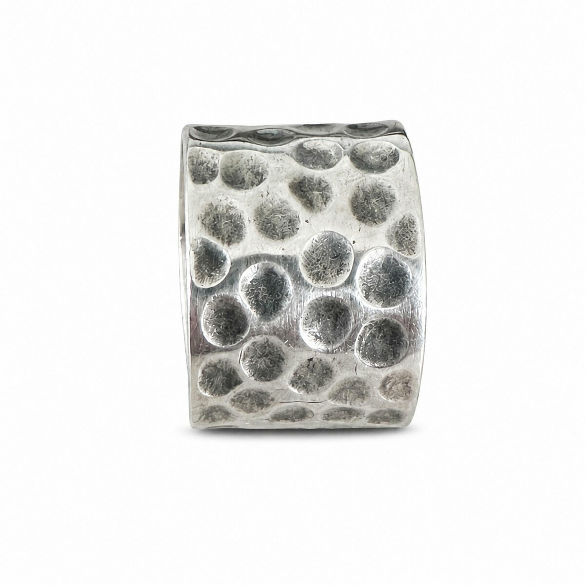 Brutalist Sterling Silver Ring � Wide Handmade Hammered Band