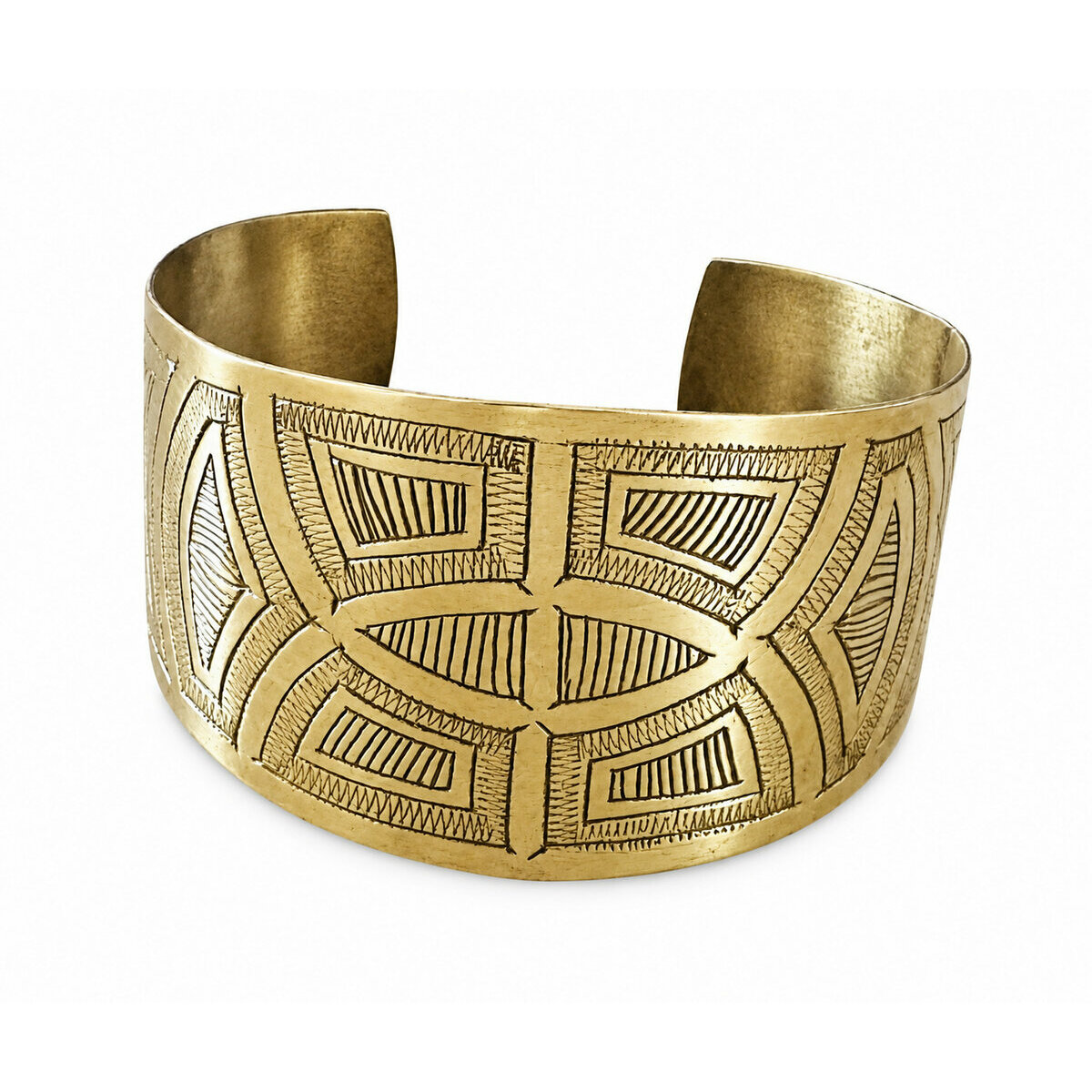 Art Deco Brass Cuff � Wide Adjustable Geometric Bracelet
