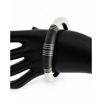 Artisan Sterling Silver 925 Cuff Bracelet with Ebony Wood, Handmade Statement Jewelry for Men and Women