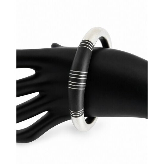 Artisan Sterling Silver 925 Cuff Bracelet with Ebony Wood, Handmade Statement Jewelry for Men and Women
