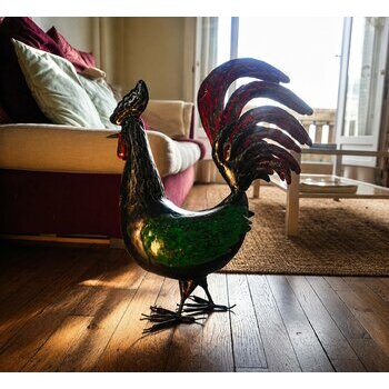 recycled-metal-rooster-rustic-colorful-living-room-interior-decor