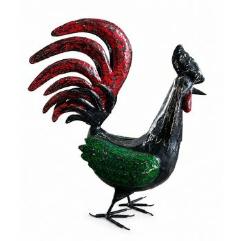 decorative-recycled-metal-rooster-red-fan-tail-handcrafted