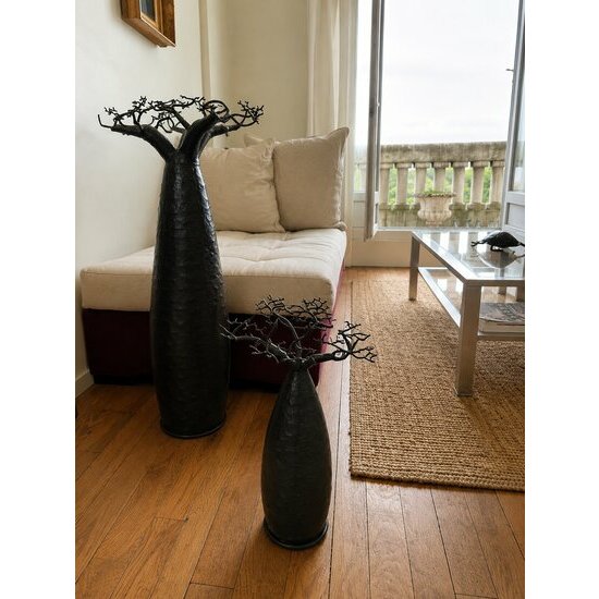 Handmade Metal Baobab Tree – Jewelry Holder – African Metal Sculpture from Madagascar 14.6 in Handmade African Home Decor – Metal Baobab Tree Sculpture – Madagascar Artisan Wall and Table Decor