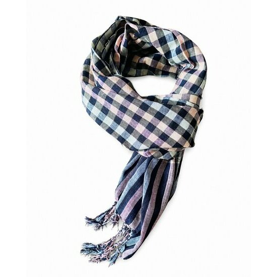 ethnic-krama-scarf-navy-white-lavender-checkered-handwoven-cotton