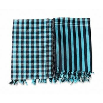 Traditional Cambodian Scarf Blue Cyan � Handwoven Ethnic Textile
