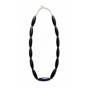 African Ebony Long Necklace – Hand Carved Statement Bead Necklace Hand Carved Ebony Necklace – 13 Large Artisan Wood Beads