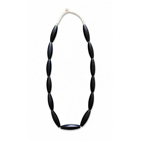 African Ebony Long Necklace – Hand Carved Statement Bead Necklace Hand Carved Ebony Necklace – 13 Large Artisan Wood Beads