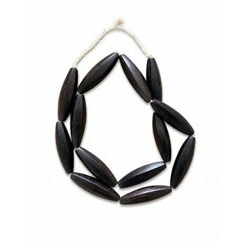 African Ebony Long Necklace – Hand Carved Statement Bead Necklace Ebony Wood Statement Necklace – Contemporary Tribal African Craft