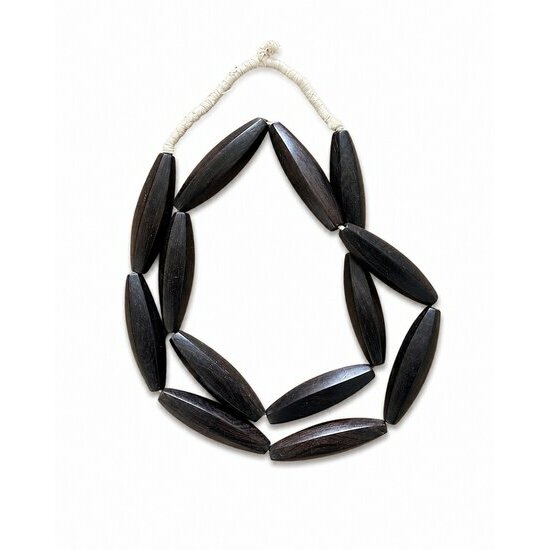 African Ebony Long Necklace – Hand Carved Statement Bead Necklace Ebony Wood Statement Necklace – Contemporary Tribal African Craft