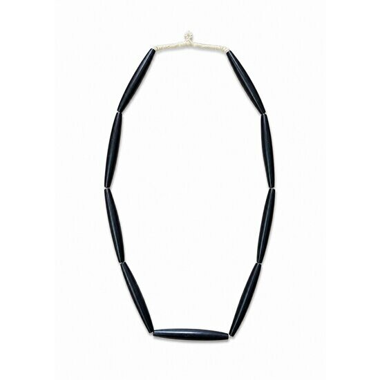 Genuine Ebony Necklace � 9 Hand Carved Long Wood Beads