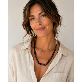 African Ebony Long Necklace � Boho Chic Natural Wood Jewelry