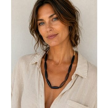 Natural Ebony Necklace 13 Hand Carved Beads � Ethnic Chic Jewelry