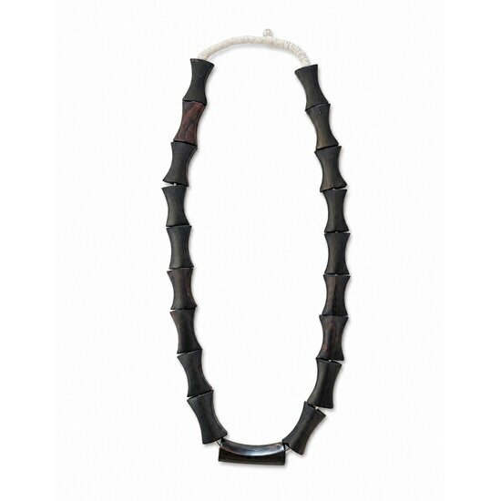 Genuine Ebony Wood Long Necklace � 19 Handmade Beads
