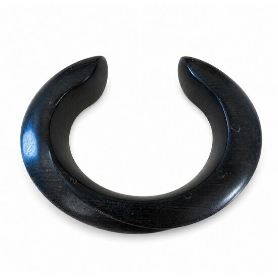 Open Ebony Wood Bangle � Handmade Natural Black Bracelet