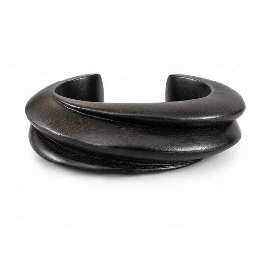 Malian Ebony Cuff Bracelet � Hand Carved Black Wood Open Bangle