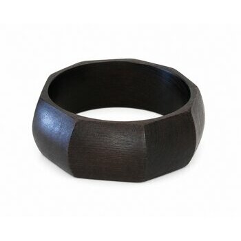 Geometric Ebony Bangle � Hand Carved Natural Wood Bracelet