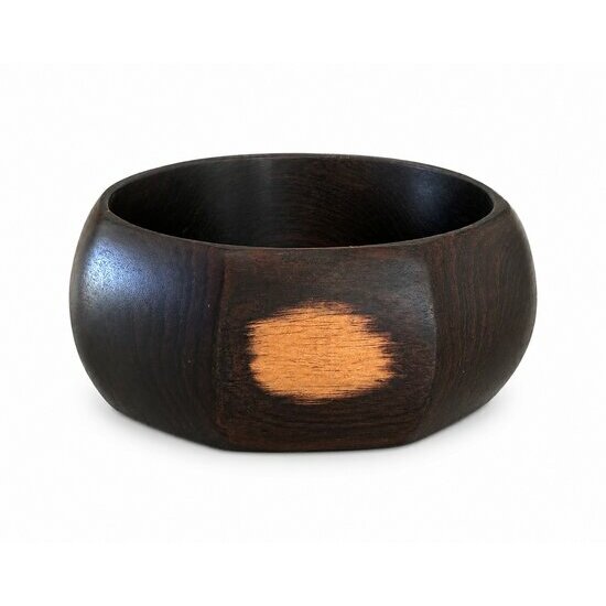 Faceted Black Wood Bracelet � Contemporary Minimalist Accessory