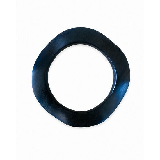 Round Wavy Ebony Bracelet � Graphic Black Wood Ring Bangle