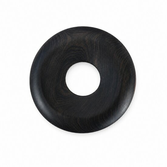 Round Ebony Pendant – Large Hand Carved Black Wood Medallion Open Ebony Medallion Pendant – Natural Wood Bohemian Jewelry