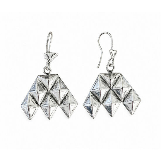 Sterling Silver Dangle Earrings � Tuareg Style Geometric Pattern