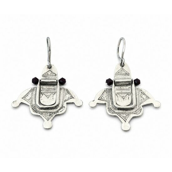 Engraved Tuareg Sterling Silver Jewelry � Handmade Niger Dangle Earrings