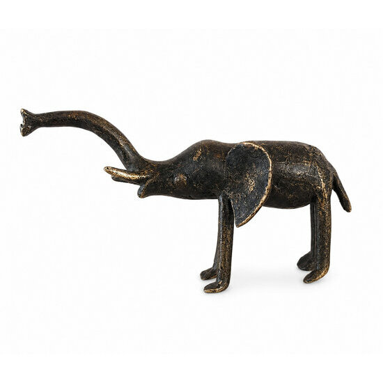 Patinated Bronze Elephant � Handmade African Sculpture 14 cm