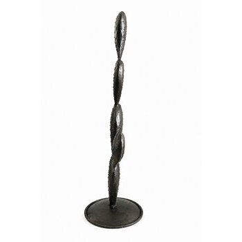Large Recycled Iron Decorative Cactus on Stand � Side View