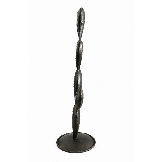 Large Recycled Iron Decorative Cactus on Stand � Side View