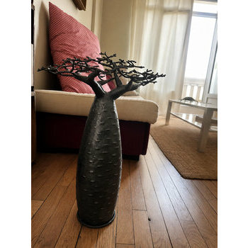 Recycled Metal Baobab Tree – Handmade Industrial Loft Sculpture Handmade Black Metal Baobab – Industrial Loft Living Room Decor