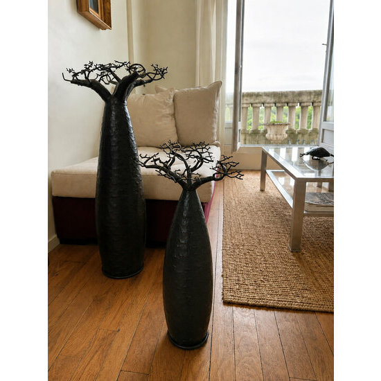Black Recycled Metal Baobab Tree � Handmade Decorative Sculpture 50 cm