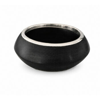 Black Ebony and Solid Sterling Silver Bangle � Sculptural Designer Bracelet