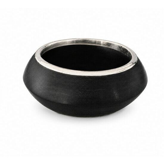 Black Ebony and Solid Sterling Silver Bangle � Sculptural Designer Bracelet