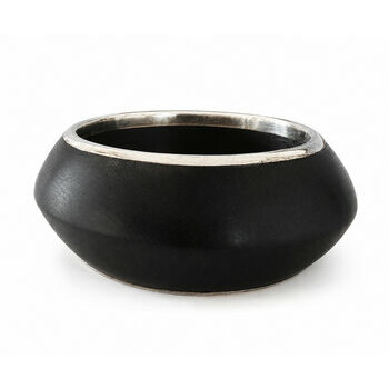 Wide Ebony Wood and Silver Bracelet � Contemporary Two Tone Jewelry
