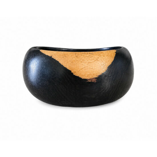 Solid Two Tone Ebony Cuff � Handmade Pebble Shape Bracelet