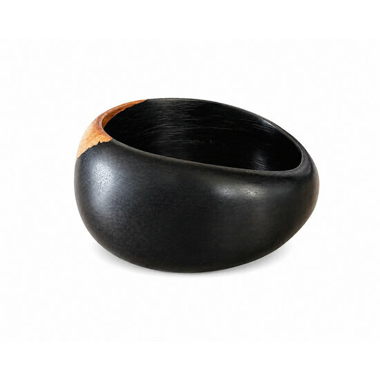 Unique Natural Ebony Bangle � Sculpted Rounded Wood Bracelet