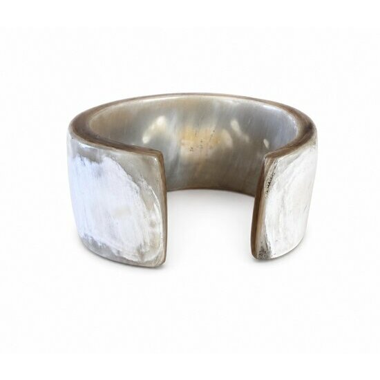 Natural White Horn Cuff Bracelet – Handmade Sculpted Jewelry