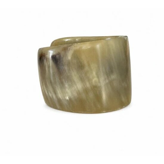 Translucent Natural Horn Cuff – Handmade Smoky Tone Bracelet Wide Bovine Horn Bracelet – Handmade Cuff with Olive Reflections