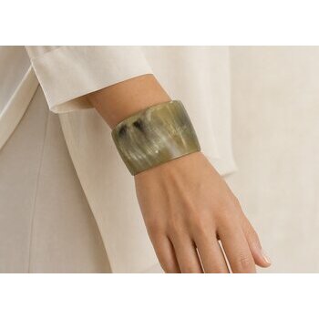 Translucent Natural Horn Cuff – Handmade Smoky Tone Bracelet Natural Horn Cuff Worn – Translucent Smoky Bracelet for Women