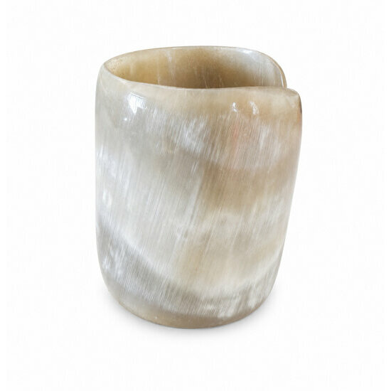 Natural Grey Horn Cuff – Handmade Wide Bracelet for Small Wrists Wide natural pearl grey horn cuff – handmade bracelet three-quarter view