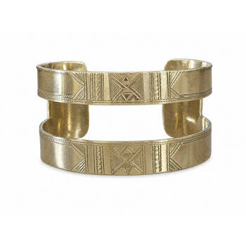 Engraved Tuareg Brass Bracelet – Signed Handmade Cuff Engraved Tuareg Brass Bracelet – Handmade Double Band Cuff