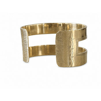 Engraved Tuareg Brass Bracelet – Signed Handmade Cuff Hand Engraved Tuareg Brass Bracelet – Adjustable Artisan Jewelry