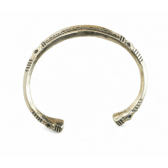 Engraved Tuareg Brass Bracelet – Open Cuff for Medium to Large Wrists Engraved Tuareg Brass Cuff – Adjustable Bracelet with Ball Ends