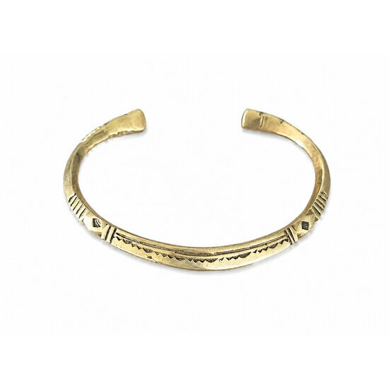 Engraved Tuareg Brass Bracelet � Open Cuff for Medium to Large Wrists
