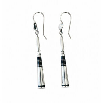 Tuareg Silver 800 and Ebony Earrings – Long Handmade Drop Earrings Long Tuareg Earrings – Handmade Silver 800 and Ebony Wood Jewelry